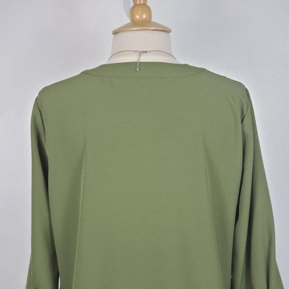 Linea by Louis Dell'Olio Green Button Up Top Blouse Size M - Picture 8 of 13
